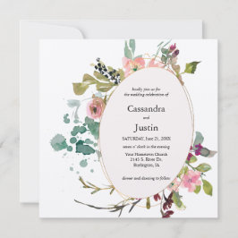 Convite Floral de Divisão de Cores Aquáticas