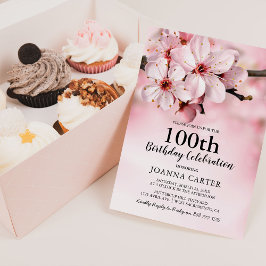 Convite Floral de Elegante Flor de Rosa | 100º Aniversário