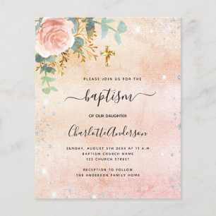 Convite floral de eucalipto em rosa dourado para b