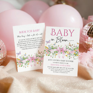 Convite Floral de Flor Silvestre Coquette Laço Baby Shower