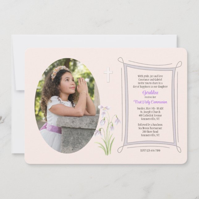 Convite Floral de Foto Snowdrop (Frente)