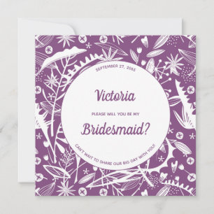 Convite Floral De Gráfico Roxo Moderno Seja Minha Coluna 