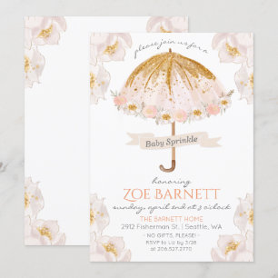 Convite Floral de Guarda-chuvas Glitter Baby Sprin