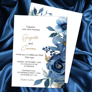 Convite Floral de Inverno Azul Gelo Elegante
