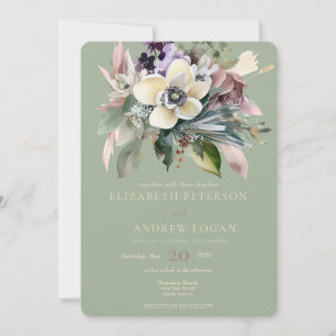 Convite Floral de Inverno   Casamento de Fim de Ano