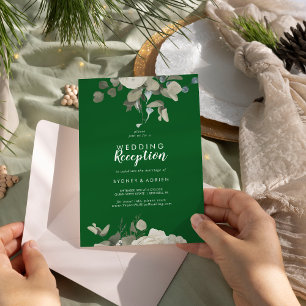 Convite Floral de Inverno   Recepção de Casamento Verde Ap