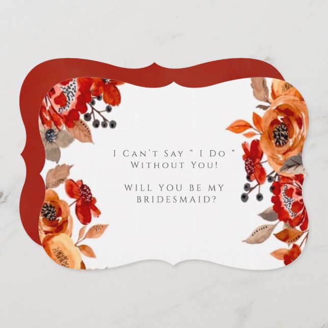 Convite Floral De Laranja Vermelho Escuro Você Será Minha  (Frente/Verso)