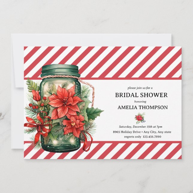 Convite Floral de Natal | Chá de Noiva de Natal (Frente)