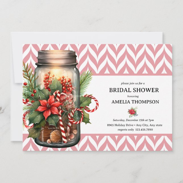 Convite Floral de Natal | Chá de Noiva de Natal (Frente)