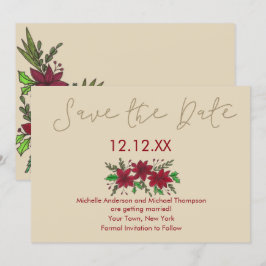 Convite Floral de Natal de Férias Salvar a Data