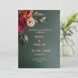 Convite Floral de Natal Elegante para Pêssegos Ver