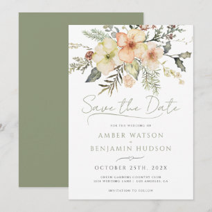 Convite Floral de Natal Verde da Sage do inverno Salvar a 