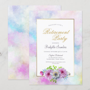 Convite Floral de Parte de Aposentação com Borda de Core