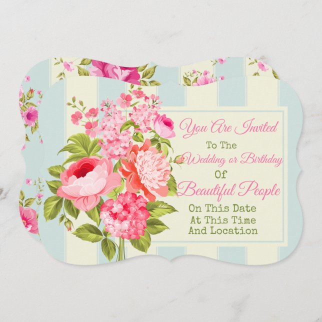 Convite Floral de Qualquer Evento (Frente/Verso)