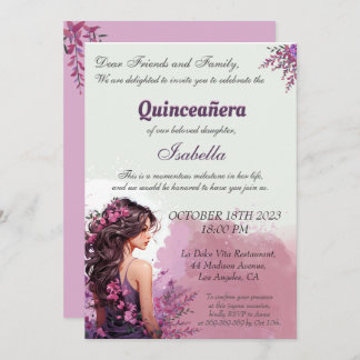 Convite floral de Quinceanera