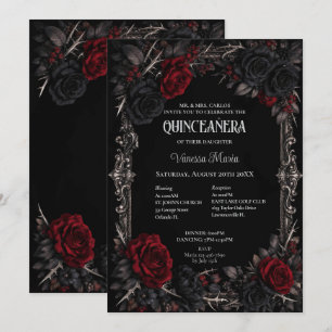Convite Floral de Quinceanera em estilo Gótico Ver
