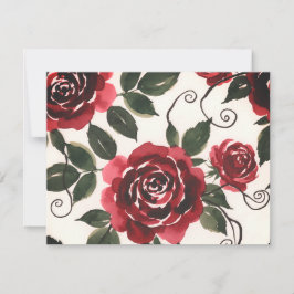 Convite Floral de Rosas Vermelhas Escuras Elegante