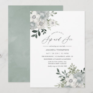 Convite Floral de Salgueiro Prateado em Aquarela para Brin
