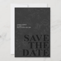 Floral de Vintage Preto Elegante Salve a Data