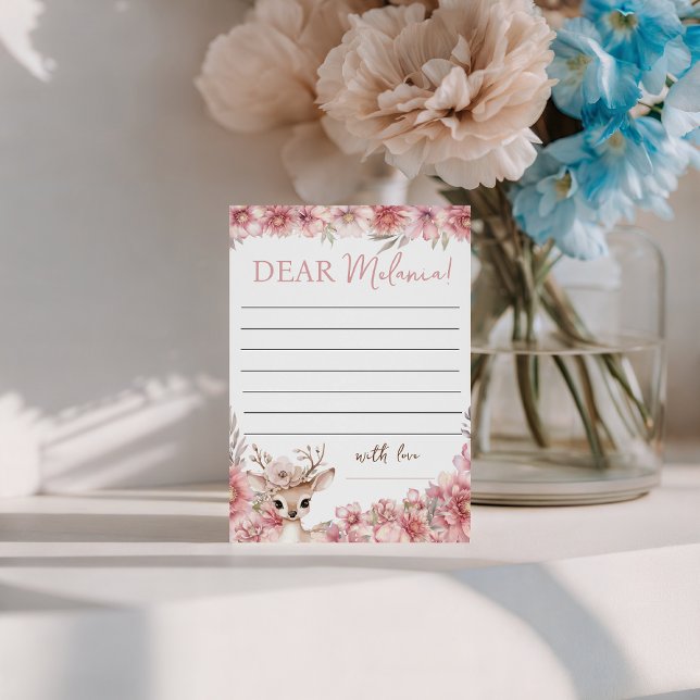 Convite Floral Deer Birthday Message Card (Criador carregado)