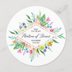 Convite Floral Diamond Bridesmaid Matron of Honor