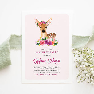 Convite floral do aniversário de criança da jove