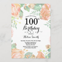 Convite floral do aniversário do pêssego botânico