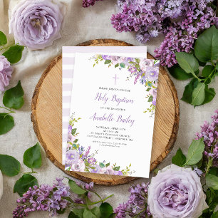 Convite floral do baptismo do bebé do Lilac