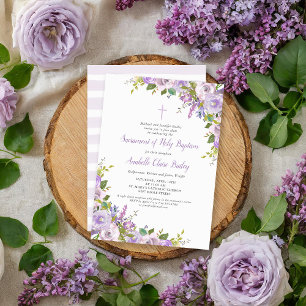 Convite floral do baptismo do bebé do Lilac
