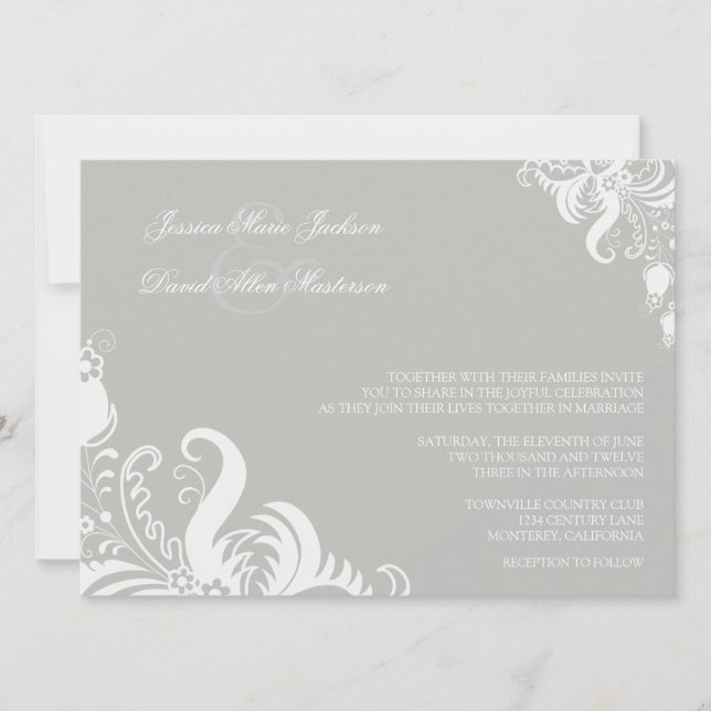Convite floral do casamento do acento da nuvem de (Frente)