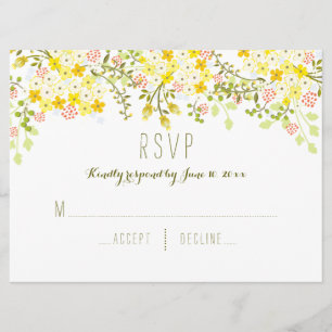 Convite floral do casamento do amarelo da glória