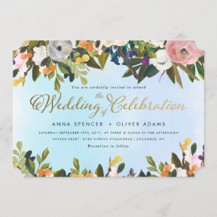 Convite floral do casamento do jardim ideal