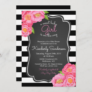 Convite floral do chá do giz doce do bebé