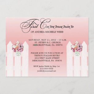 Convite floral do comunhão do frasco de pedreiro