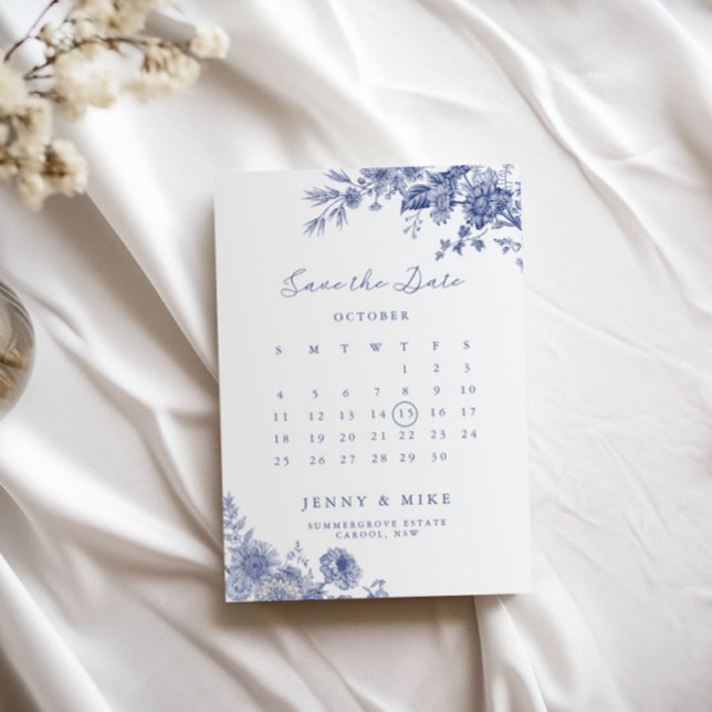 Convite Floral do Jardim Azul Francês Elegante (Criador carregado)