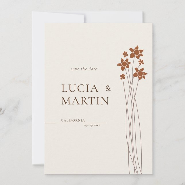 Convite Floral do lado do outono legante Salvar a Data (Frente)