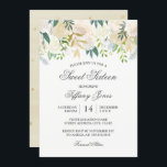 Convite Floral Dourada Aquarela elegante 16<br><div class="desc">Dezesseis Convites elegantes que incluem um design de aquarela floral em tons de ouro,  creme,  limão e verde. O texto do estilo clássico na cinza pode ser totalmente personalizado.</div>