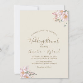 Convite Floral Dourada | Brunch de Casamento Creme e Doura