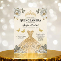 Floral Dourada Butterfly Princess Quinceanera