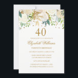 Convite Floral Dourado aniversário de 40 anos Eleg<br><div class="desc">Mais convites florais na loja Little Bayleigh!</div>