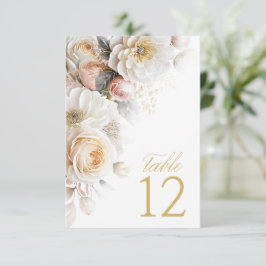 Convite Floral Drama Wedding Table Number White ID1022