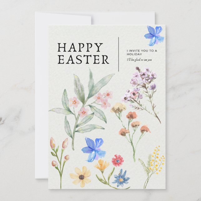Convite Floral Easter Party Invitation (Frente)