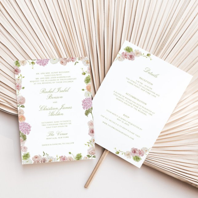 Convite Floral Elegance Pink Green All in one Wedding (Criador carregado)