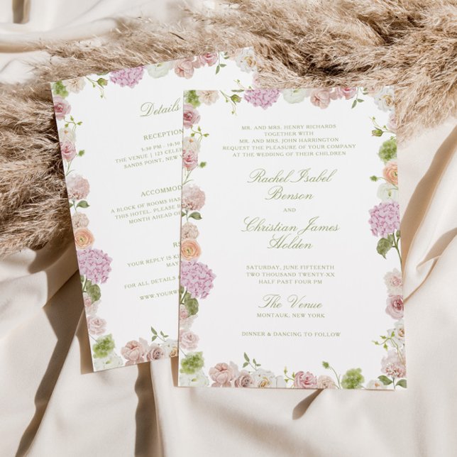 Convite Floral Elegance Pink Green All in one Wedding (Criador carregado)