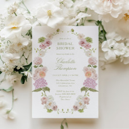 Convite Floral Elegance Pink Green Bridal Shower
