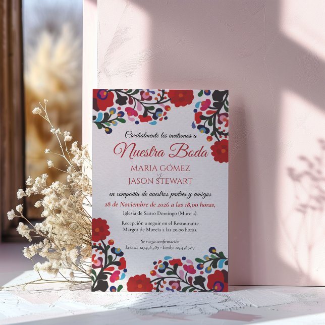 Convite Floral Elegant Colorful Fiesta Spanish Wedding (Floral Elegant Colorful Fiesta Spanish Wedding Invitation)