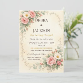 Convite Floral Elegant Simple Botanical Wedding
