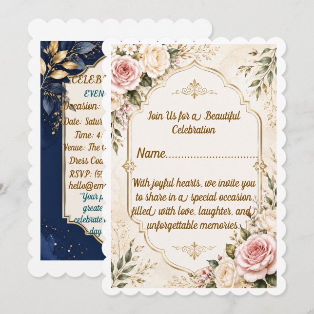 Convite Floral Elegante (Frente/Verso)