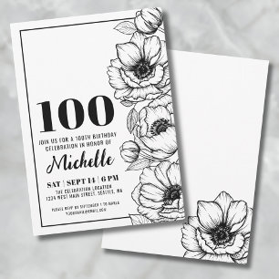 Convite Floral Elegante 100º Aniversário