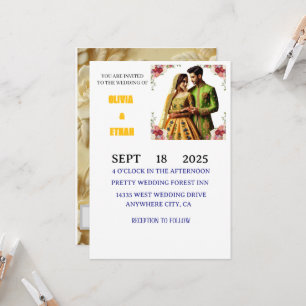 Convite Floral elegante amarelo-manteiga e verde